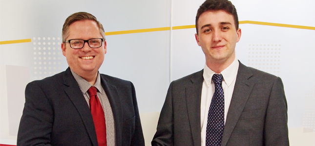 Neil Young HR Director and James Williamson Apprentice within Bruton Knowles Gloucester Office